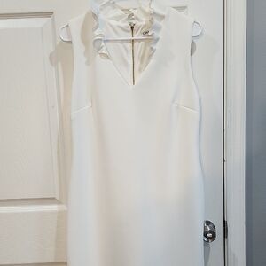 Calvin Klein White Ruffle Neck Mini Dress